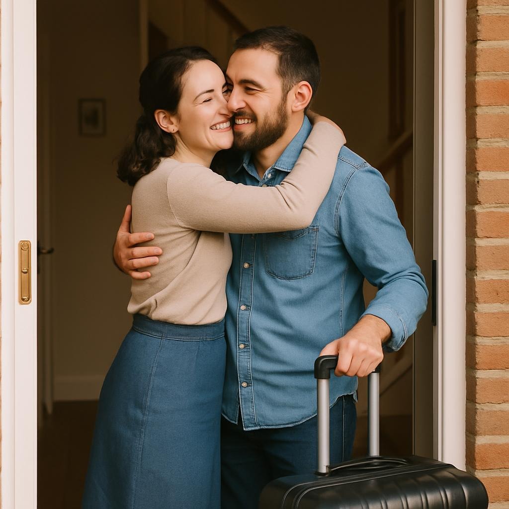 جلب الزوج المسافر إلى بيته وزوجته